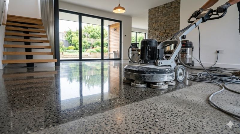 The Process Of Turning Dull Concrete Into A High-Gloss Surface